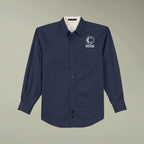 Custom Embroidered Long Sleeve Work Shirt |real|lead|Navy/Light Stone