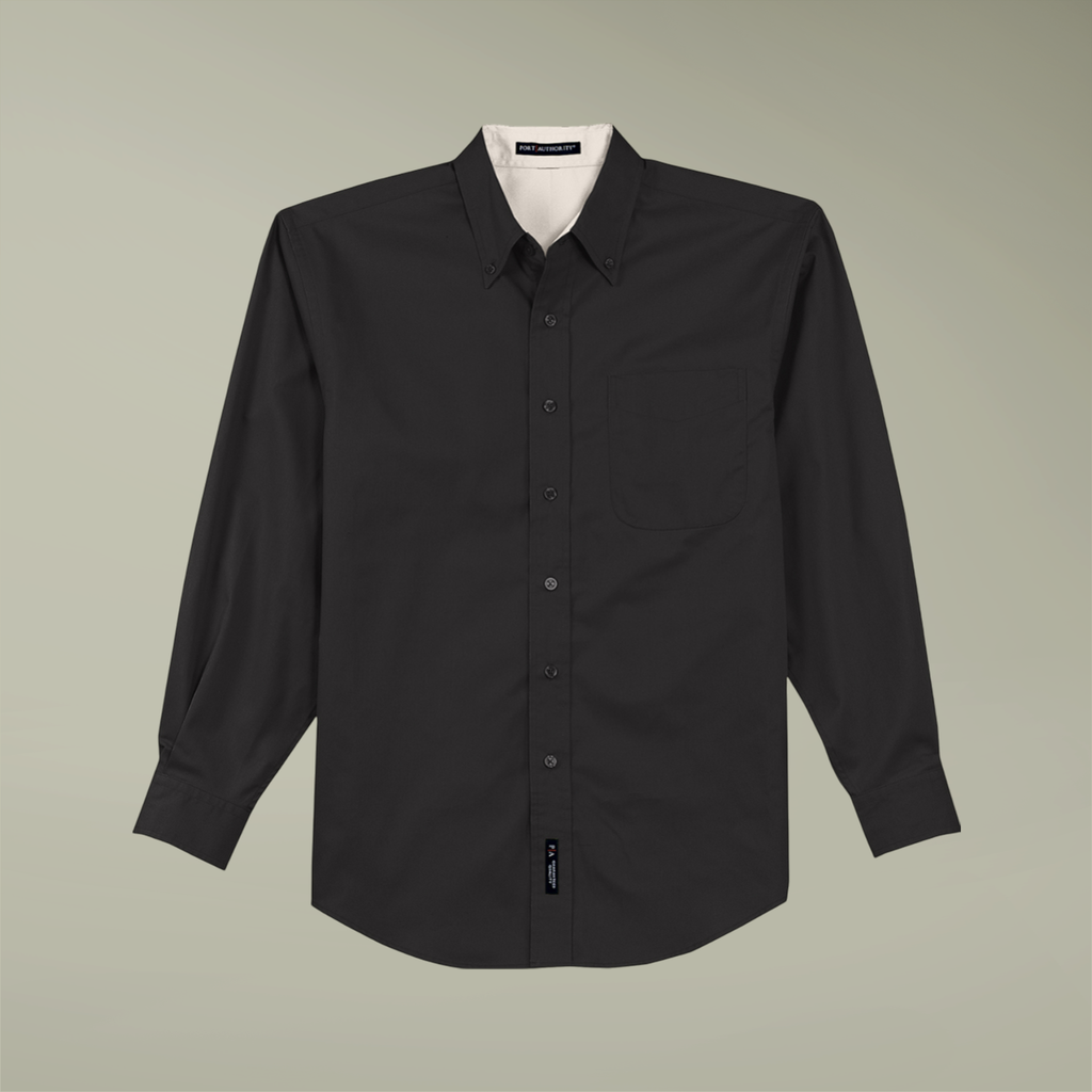 Custom Embroidered Long Sleeve Work Shirt |real|blank|Black/Light Stone