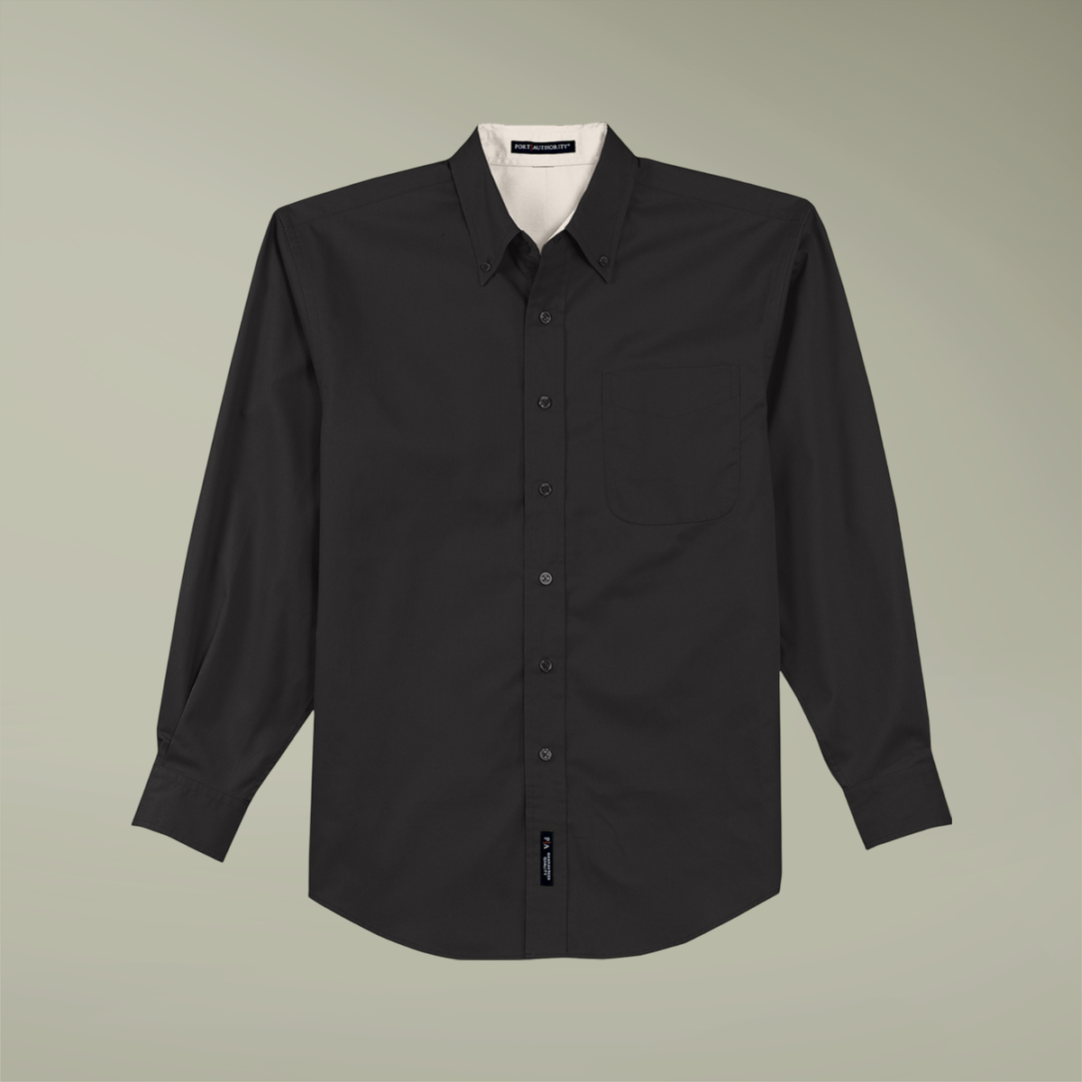 Custom Embroidered Long Sleeve Work Shirt |real|blank|Black/Light Stone
