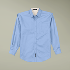 Custom Embroidered Long Sleeve Work Shirt |real|blank|Light Blue/Light Stone